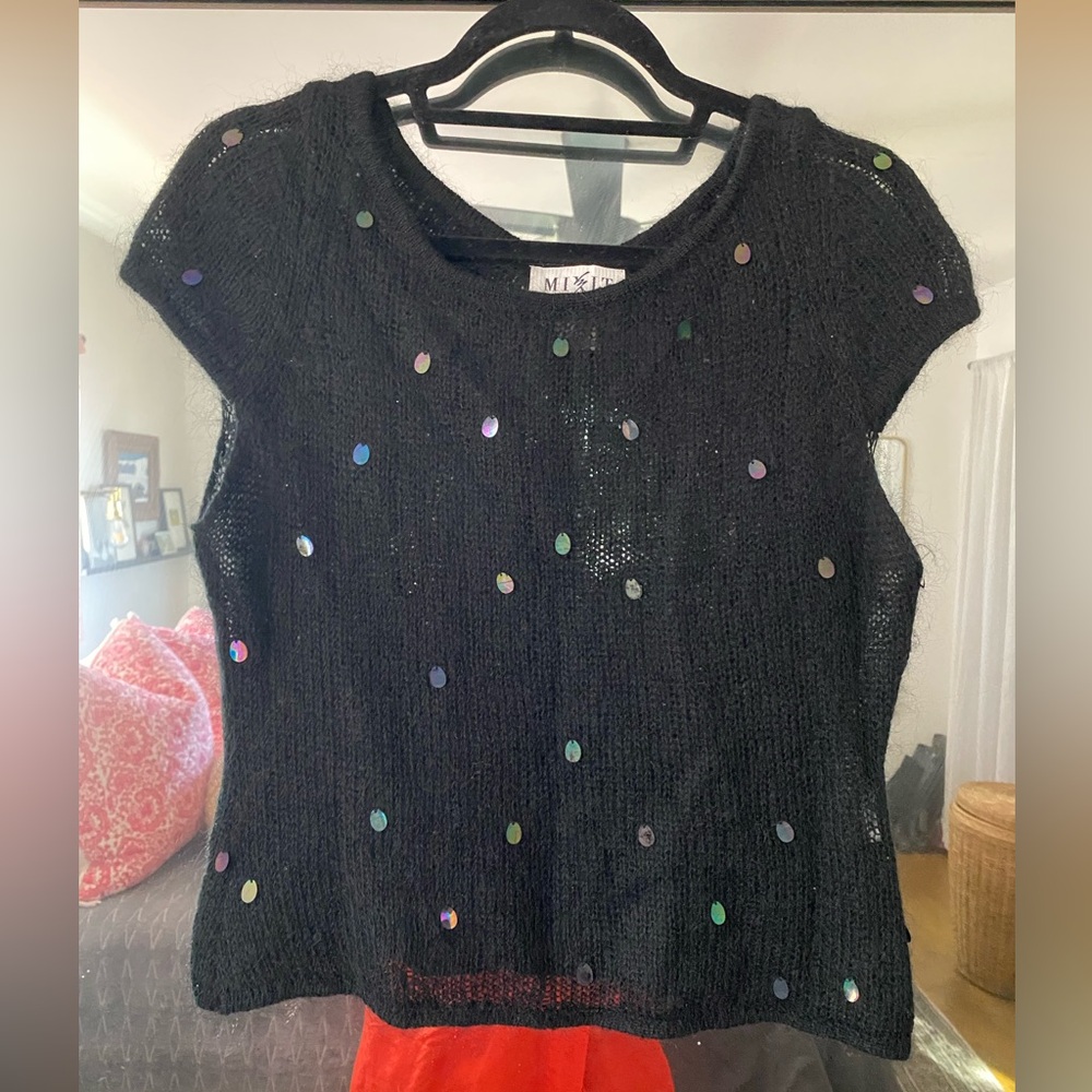 Vintage Mohair knit short sleeve sweater